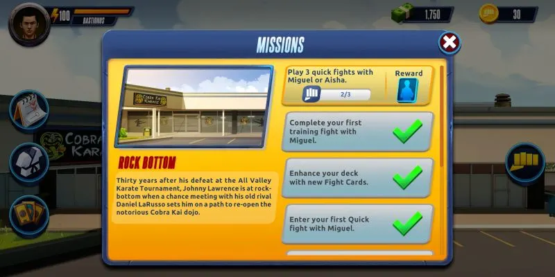 cobra kai card fighter missions