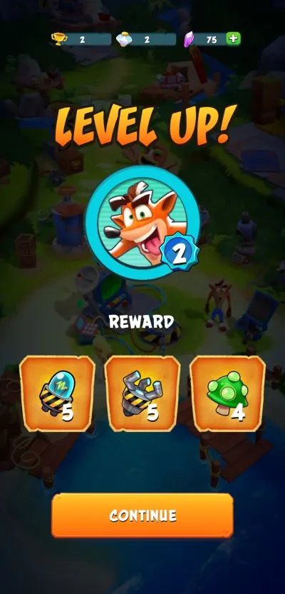 crash bandicoot on the run leveling up