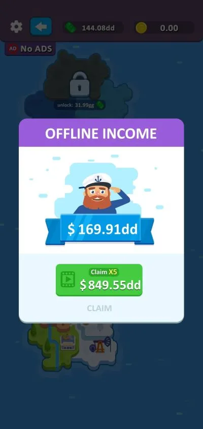 earning offline income in idle ferry tycoon