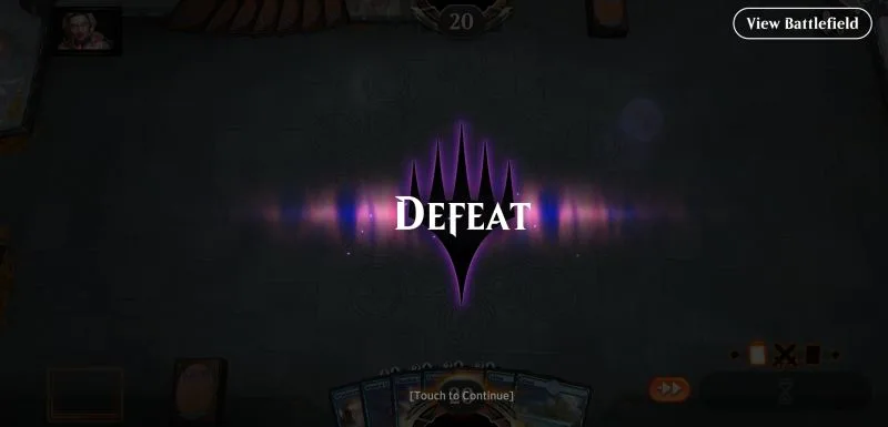 magic the gathering arena defeat