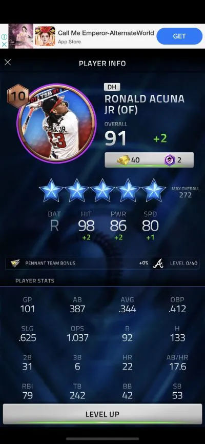 player stats in mlb tap sports baseball 2021