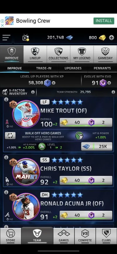 player upgrade in mlb tap sports baseball 2021