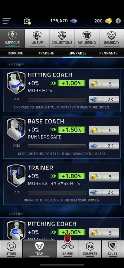 team upgrades in mlb tap sports baseball 2021
