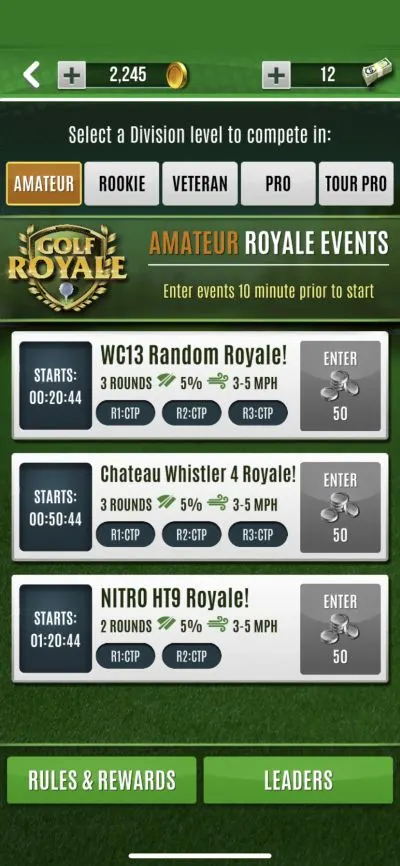 ultimate golf royale events