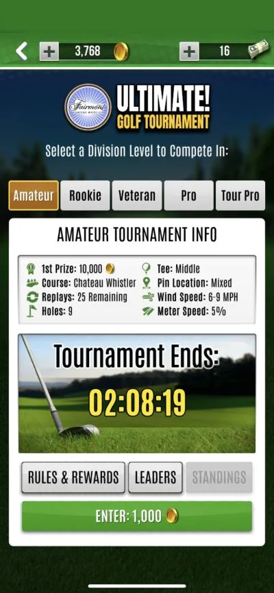ultimate golf tournament mode