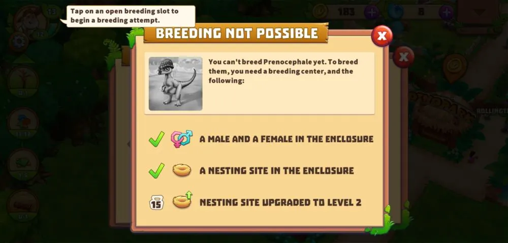 dinosaur park primeval zoo breeding requirements