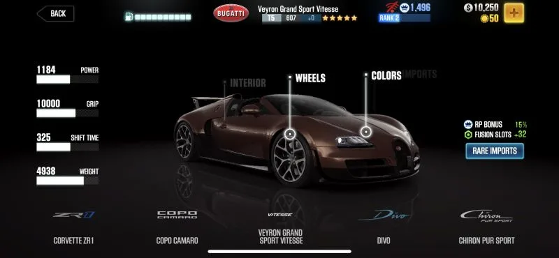 bugatti veyron grand sport vitesse csr racing 2