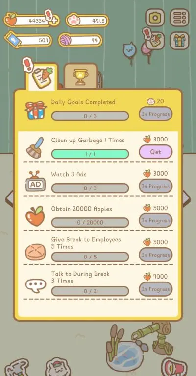 cat spa daily goals