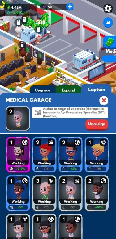 idle firefighter tycoon medical garage