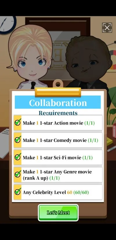 idle hollywood tycoon collaboration requirements
