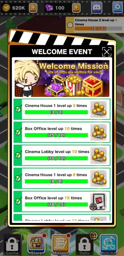 idle hollywood tycoon welcome mission