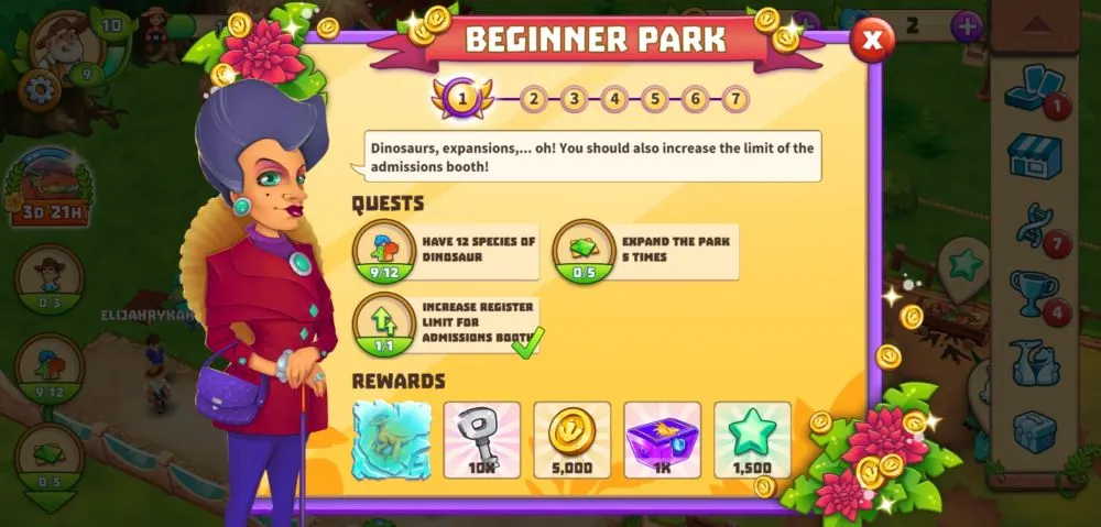 dinosaur park primeval zoo questline