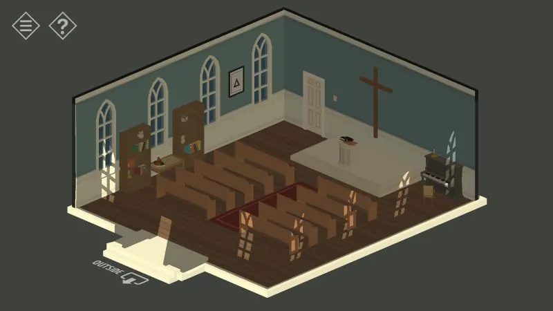 tiny room stories church in dark
