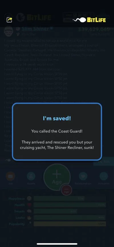 calling the coast guard in bitlife