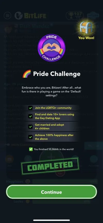 bitlife pride challenge requirements