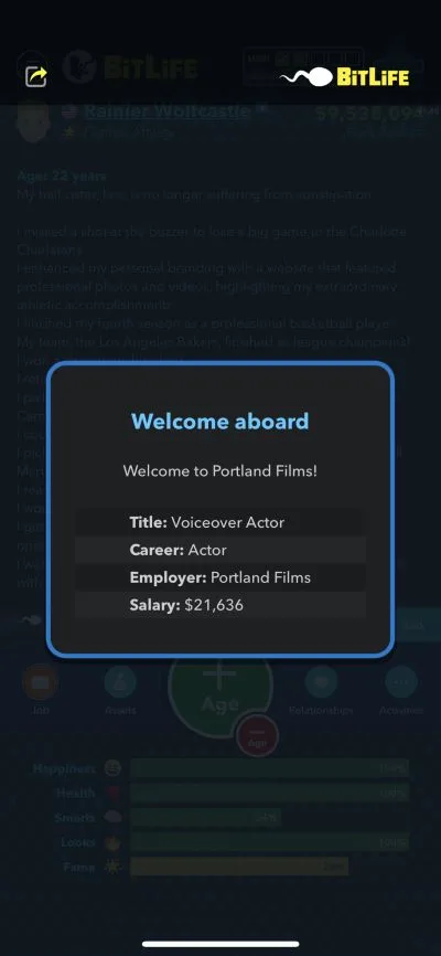 bitlife voiceover actor job