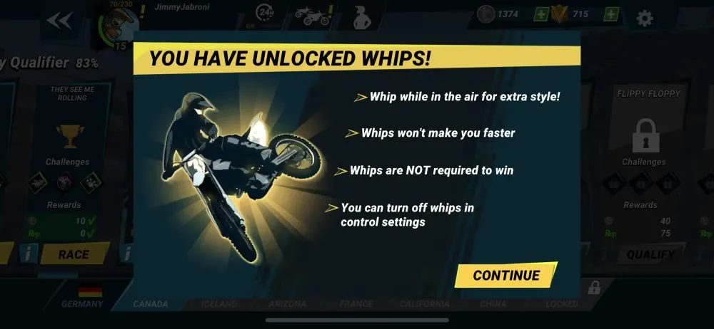 unlocking whips in mad skills motocross 3