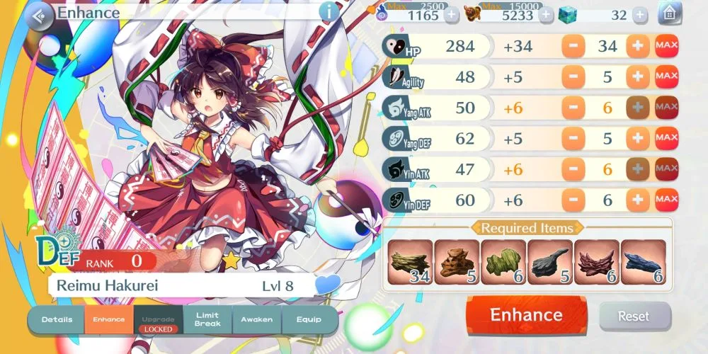 enhancing character in touhou lostword