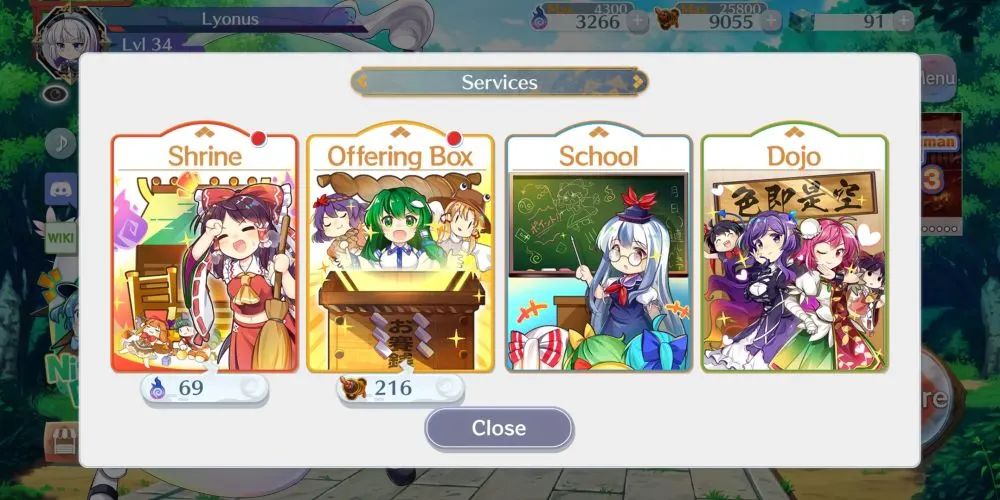 touhou lostword services