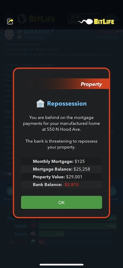 bitlife repossession