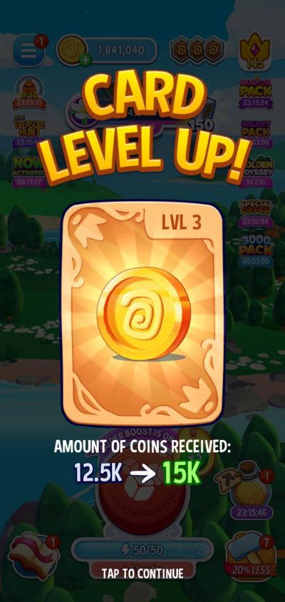 leveling up cards in dice dreams