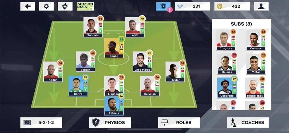 dream league soccer 2021 5-2-1-2 formation