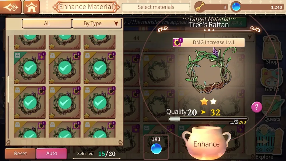 enhance materials in atelier online alchemist of bressisle