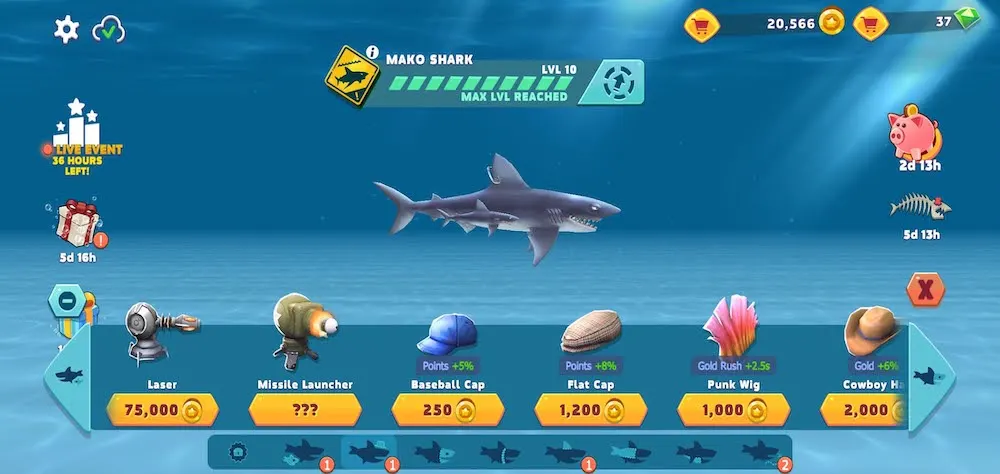 hungry shark evolution equipment