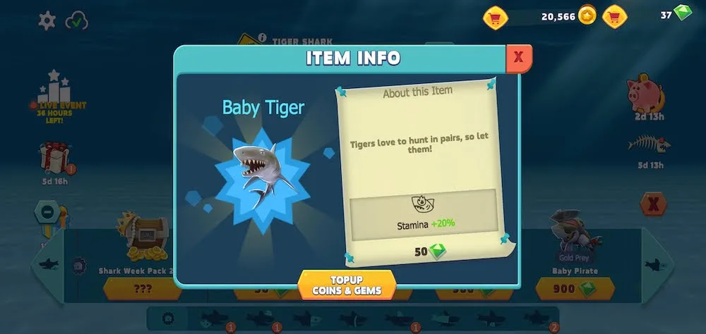 hungry shark evolution item info