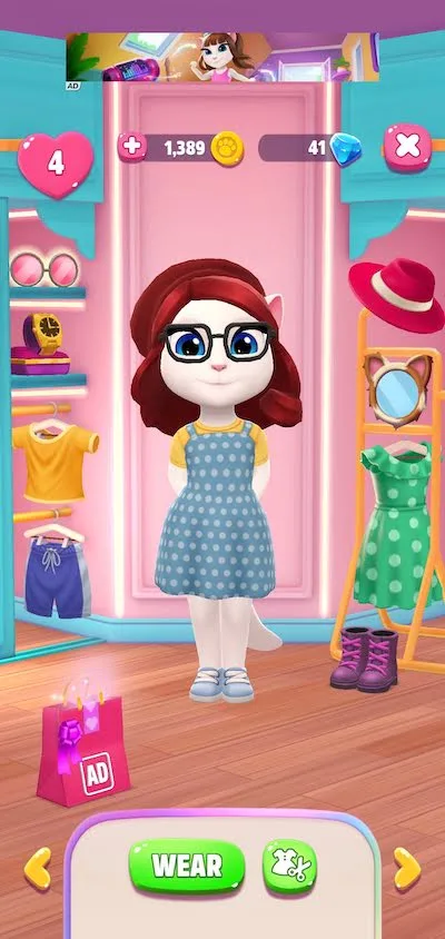 my talking angela 2 dressing room