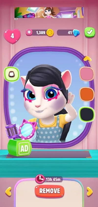 applying makeup in my talking angela 2