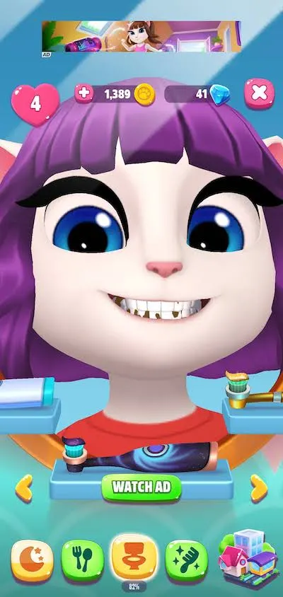 watching ad in my talking angela 2