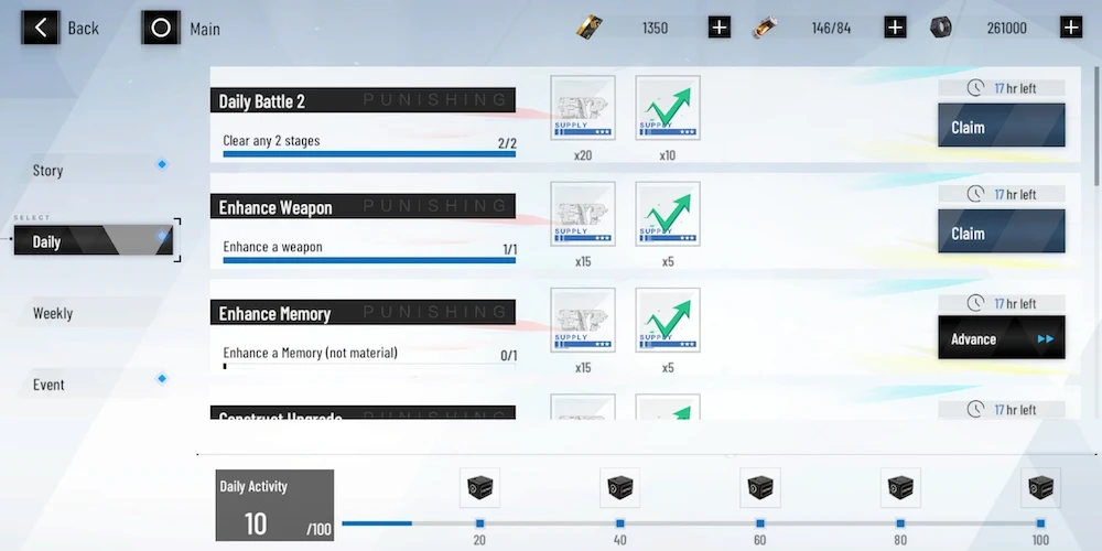 punishing gray raven daily missions
