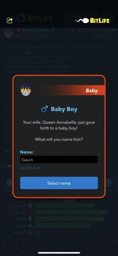 baby boy in bitlife