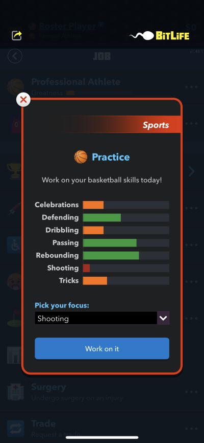 basketball practice in bitlife