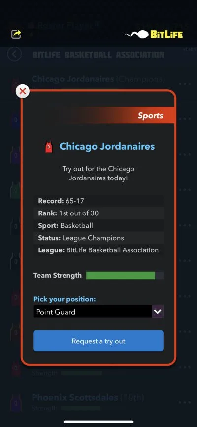 basketball try out in bitlife