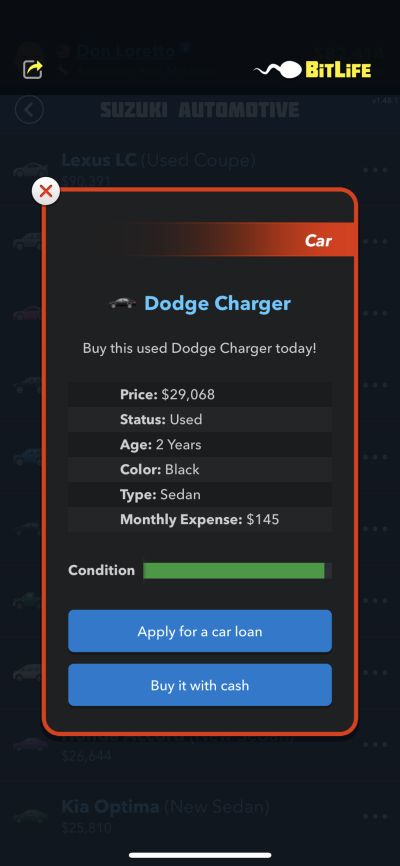 bitlife dodge charger
