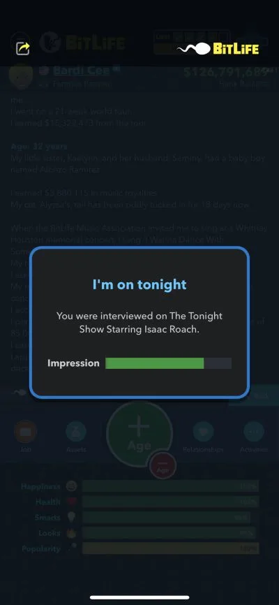 giving an interview in bitlife