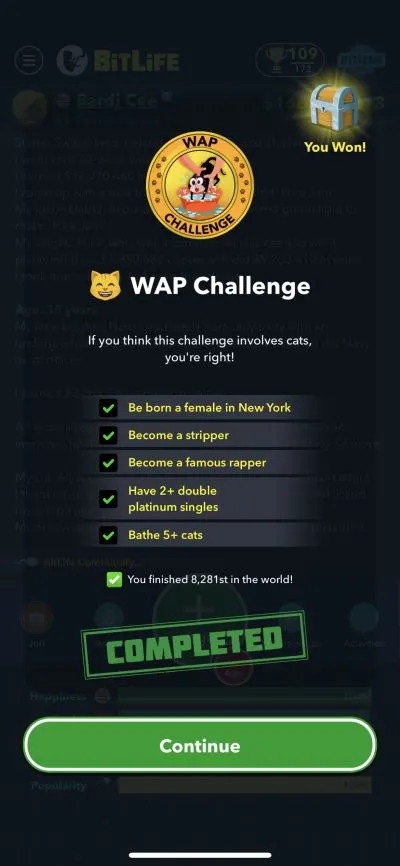 bitlife wap challenge requirements