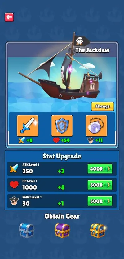 upgrading ship stat in caribbean odyssey