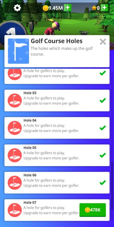 idle golf club manager tycoon investment strategy
