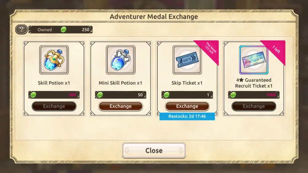 konosuba fanstastic days adventurer medal exchange