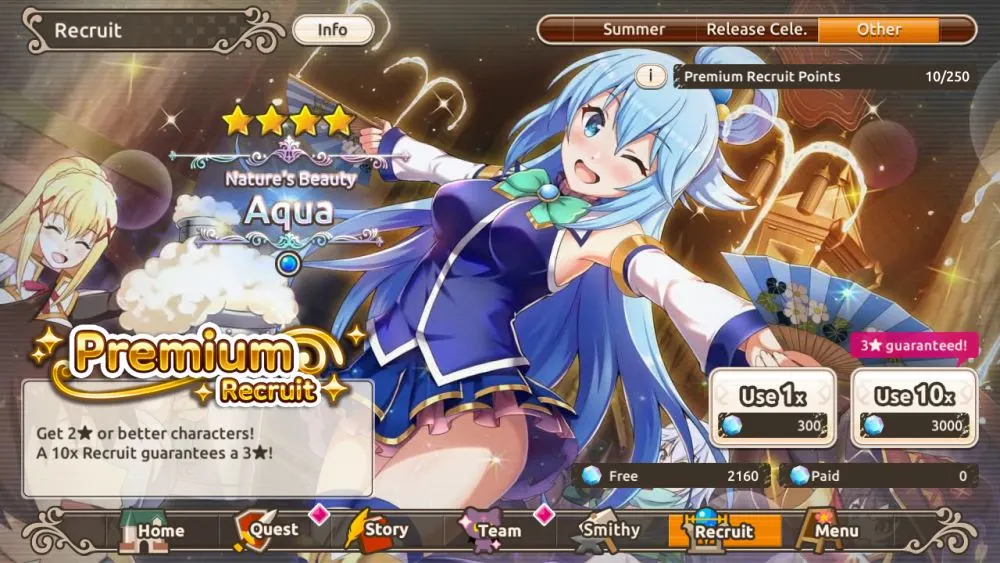 konosuba fantastic days gacha screen