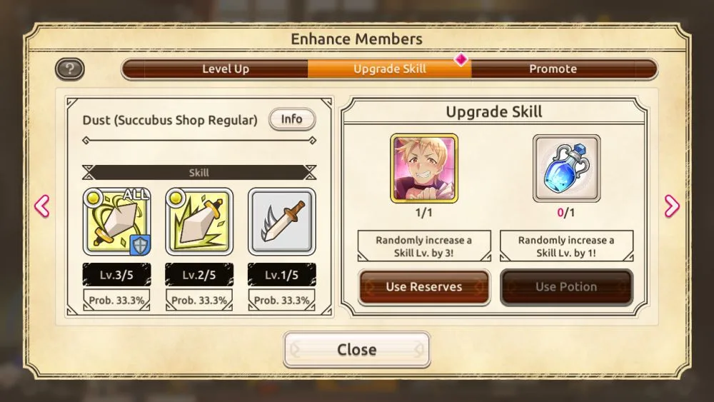 konosuba fantastic days skill tab