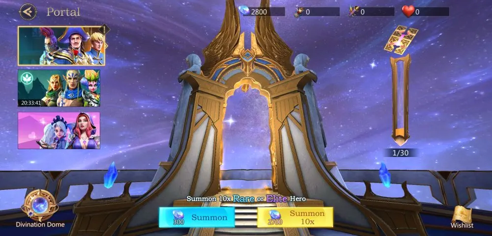 summoning heroes in rage of destiny