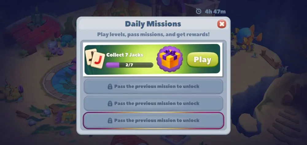 undersea solitaire tripeaks daily missions