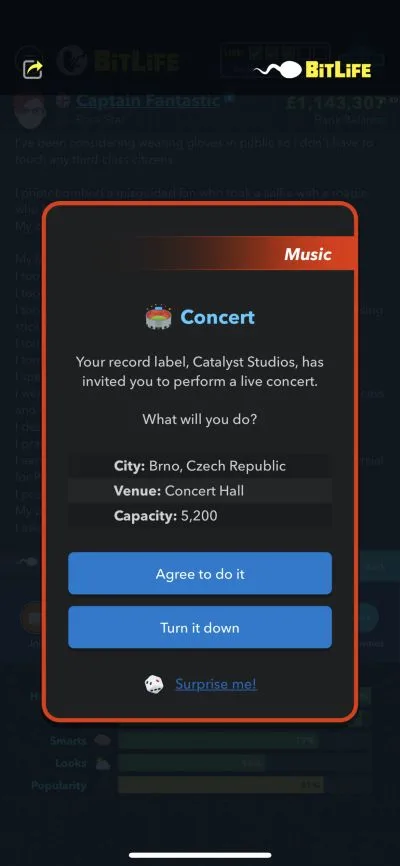 concert in bitlife