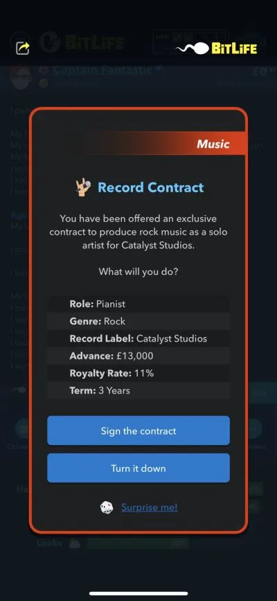 bitlife record contract