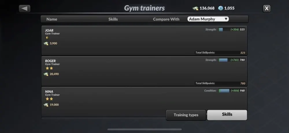 mma manager 2021 gym trainers
