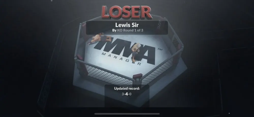 losing a fight in mma manager 2021